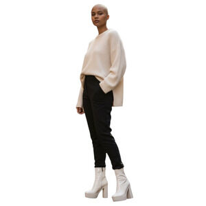 GUESS Byra Platform Ankle Boots Womens 7.5 Ivory Retro 70's Block High Heel Gogo